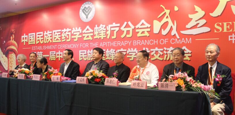 参加中国民族医药学会蜂疗分会成立大会暨第一届中医、民族医蜂疗学术交流会的成员在会场等候大会开始