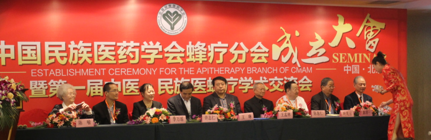 参加中国民族医药学会蜂疗分会成立大会暨第一届中医、民族医蜂疗学术交流会的成员在会场等候大会开始